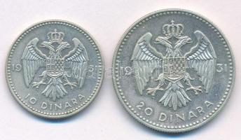 Jugoszlávia 1931. 10D Ag "I. Sándor" + 20D Ag "I. Sándor" T:XF Yugoslavia 1931. ...
