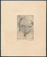 Csavlek András (1942- ): Lány portré, 1961. Rézkarc, papír, jelzett, 8,5x6 cm