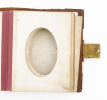 Üres vizitkártya fotóalbum, rézveretekkel, sérülésekkel, 14,5×11,5 cm