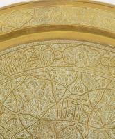 Hatalmas indiai bronz dísztál, cca 5 kg, d: 68 cm