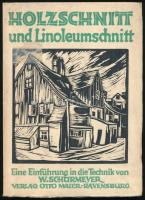 Schürmeyer, Walter: Der Holzschnitt und der Linoleumschnitt. Eine Einführung in seine Technik für Künstler und Laien von - - . Ravensburg, é.n. [1940?], Otto Maier Verlag. Szövegközti és egészoldalas, fekete-fehér és színes illusztrációkkal. Német nyelven. Kiadói papírkötés, kissé viseltes borítóval, ex libris-szel, a könyv végén egy kijáró táblával.