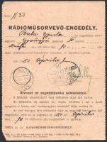 1940-1950 Rádióműsorvevő engedély, 3 db