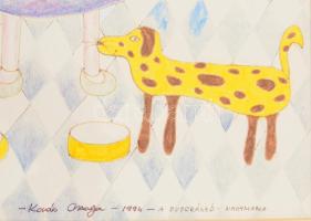 Kovács Orsolya Égből pottyant mesék illusztráció II. Vegyes technika, papír, jelzett, üvegezett kere...