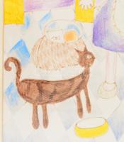 Kovács Orsolya Égből pottyant mesék illusztráció II. Vegyes technika, papír, jelzett, üvegezett kere...