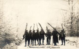1914 Gellért Alfréd vívó síel és lő Nagytétényben és Diósjenőn 14 db fotólap / 14 ski photos of Ando...