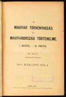 Máriássy Béla: A magyar törvényhozás és Magyarország történelme. I. Miksátul - III. Károlyig. III. kötet. (Forradalmi korszak.) Győr, 1887, Surányi János-ny., 3 sztl. lev.+ 403+(1)+VII+(3) p. Átkötött félvászon-kötésben, festett lapélekkel, intézményi bélyegzőkkel.