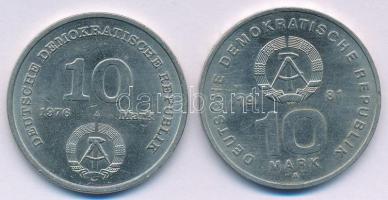 NDK 1976. 10M Cu-Ni "20 éves a Nemzeti Néphadsereg" + 1981. 10M Cu-Ni "25 éves a Nemz...