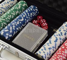 Póker készlet, fém aktatáskában