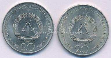 NDK 1971. 20M Cu-Ni "Friedrich Schiller" + 1972. 20M Cu-Ni "Ernst Thälmann" T:AU...