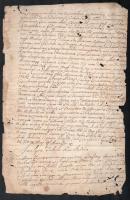 1726 Vas vámegye Kőszeg protcol töredék, Egyházasbecsői birtok átadásáról nemes Eöri István és felesége között