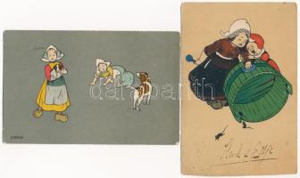 48 db RÉGI motívum képeslap vegyes minőségben: holland népviseletek / 48 pre-150 motive postcards in...