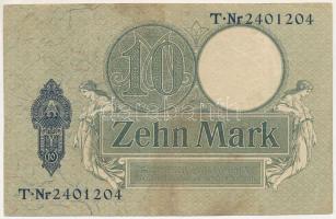 Német Birodalom 1906. 10M hétjegyű sorszám T:F folt German Empire 1906. 10 Mark seven digit serial C...