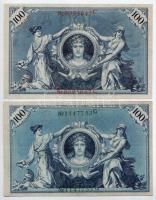 Német Birodalom 1898-1908. 100M (5xklf) T:F,VG közte szép papír
German Empire 1898-1908. 100 Mark (...