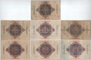 Német Birodalom 1906-1914. 20M (7xklf) T:F,VG közte szép papír
German Empire 1906-1914. 20 Mark (7x...