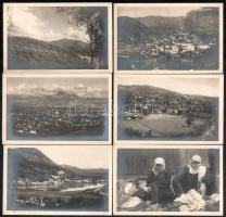 cca 1900-1910 Albánia, össz. 9 db sokszorosított fotó: Skutari, Elbasan (3 db), Berat (2 db) , Ljusna, Tirana, Alessio; hátoldalán nyomtatott felirattal (Echte Photographiekarte) 9x14 cm