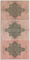 Német Birodalom 1906-1910. 50M (3xklf) T:F,VG
German Empire 1906-1910. 50 Mark (3xdiff) C:F,VG