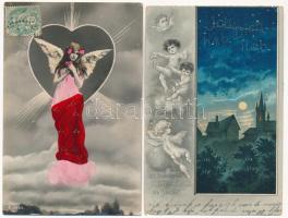 6 db RÉGI angyalos képeslap / 6 pre-1945 motive postcards with angels