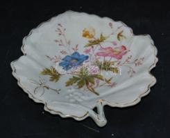cca 1880 Fischer Ignác (Herendi) porcelán tál levél alakú / Antique Herend (Fischer I.) chinaware plate 20 cm