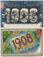 36 db RÉGI újévi üdvözlő képeslap vegyes minőségben: évszámos / 36 pre-1945 New Year greeting postca...