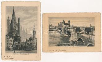 6 db RÉGI német képeslap vegyes minőségben: metszetek / 6 pre-1945 German postcards in mixed quality...