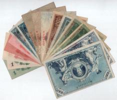 Német Birodalom 1908-1915. 1M-100M (16db, 14xklf) T:F,VG közte szép papír
German Empire 1908-1915. ...