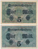 Német Birodalom 1917. 5M (2xklf, egyik hét-, a másik nyolc jegyű sorozatszám) T:F szép papír German ...