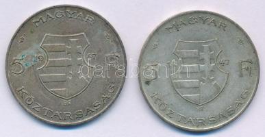 1947. 5Ft Ag "Kossuth" (2x) T:VF,F patina Adamo F8.1
