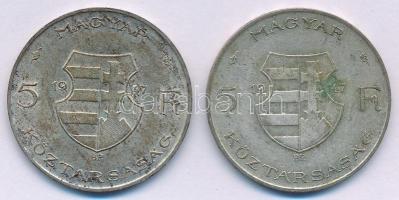 1947. 5Ft Ag "Kossuth" (2x) T:VF,F patina Adamo F8.1