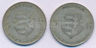 1947. 5Ft Ag "Kossuth" (2x) T:F patina Adamo F8.1