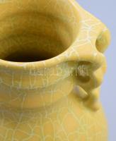 cca 1946, Gorka Géza (1895-1971), Zsolnay Manufaktúra: Kétfüles váza.Jelzett, egy részén erősebben b...