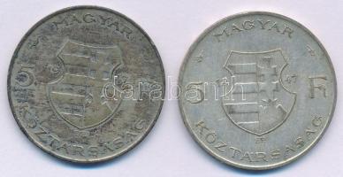 1947. 5Ft Ag "Kossuth" (2x) T:F patina Adamo F8.1