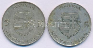 1947. 5Ft Ag "Kossuth" (2x) T:F patina Adamo F8.1