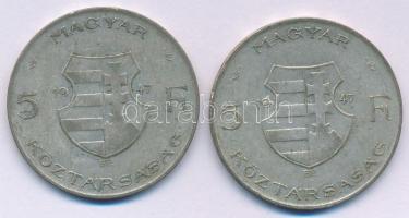 1947. 5Ft Ag "Kossuth" (2x) T:F patina Adamo F8.1