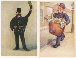 14 db RÉGI képeslap vegyes minőségben: postások / 14 pre-1945 postcards in mixed quality: postman