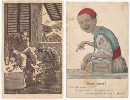 11 db RÉGI képeslap vegyes minőségben: afroamerikai humor / 11 pre-1945 postcards in mixed quality: ...
