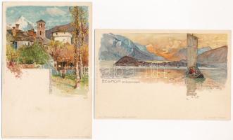 17 db RÉGI olasz litho képeslap vegyes minőségben / 17 pre-1945 Italian litho postcards in mixed qua...