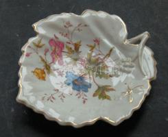 cca 1880 Fischer Ignác (Herendi) porcelán tál levél alakú / Antique Herend (Fischer I.) chinaware plate 20 cm