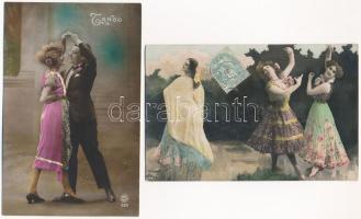 19 db RÉGI képeslap vegyes minőségben: táncolás / 19 pre-1945 postcards in mixed quality: dancing