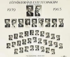 1963 Eötvös Loránd Esti Technikum IV. öntő osztálya 1959-1963, tablófotó, kis szakadással, 24x30 cm