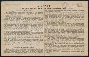 1907 Tapolca, vadászati jegy Eőry Miklós gulácsi földbirtokos részére, hajtásnyommal, pecséttel