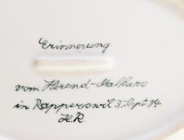 Herendi virágmintás áttört kínáló. Jelzett: masszába nyomott felirat, kis kopással, 23x17 cm