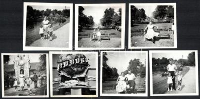 cca 1950-1960 Budapest, Városliget, Vidámpark, 7 db fotó, 6×6 cm