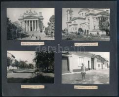 1960 Budapest, utcarészletek, futballmérkőzés, 4 db albumlapra ragasztott fotó, hátoldalon 4 db egri...