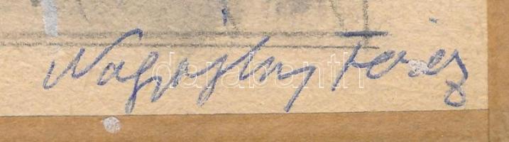 Nagyajtay Teréz (1897-1978): Antik alakok (jelmezterv), vegyes technika, papír, jelzett, 16×11 cm