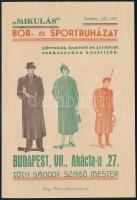 &quot;Mikulás&quot; Bőr- és Sportruházat, bőrruhák festését és javítását Tóth Sándor Szabómester (Bp. VII.) reklámlapja