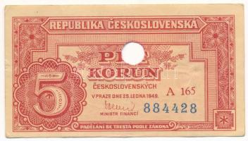 Csehszlovákia 1949. 5K lyukasztással érvénytelenítve T:F Czechoslovakia 1949. 5 Korun cancelled by hole C:FKrause P#68