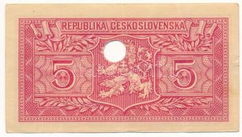 Csehszlovákia 1949. 5K lyukasztással érvénytelenítve T:F Czechoslovakia 1949. 5 Korun cancelled by h...