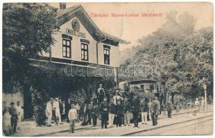 1906 Marosludas, Ludosul de Mures, Ludus; vasútállomás, gőzmozdony, vonat / railway station, locomotive, train (fl) + &quot;MAROS-VÁSÁRHELY-KOCSÁRD 131.&quot; vasúti mozgóposta