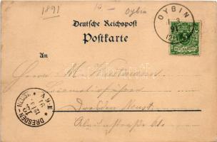 1891 (Vorläufer!!!) Oybin, Gruss vom Berg Oybin bei Zittau, Kirchruine, Inneres / church ruins, inte...