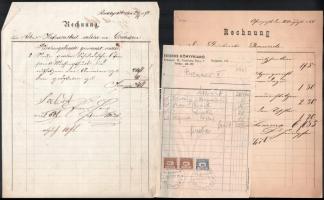 cca 1850-1880 Számlák nagyrészt Pest, Buda helymegjelöléssel